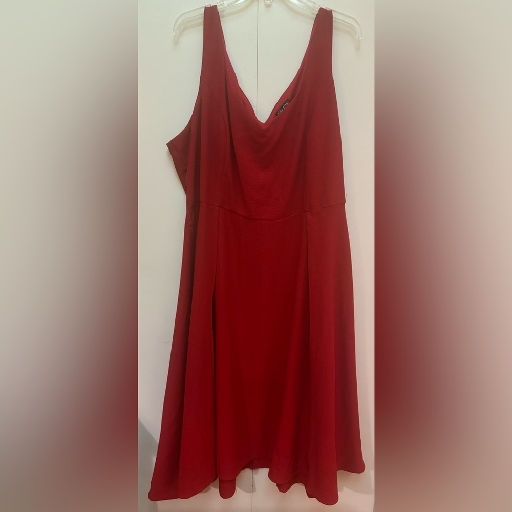 City Chic Red Sleeveless Midi Dress - 24W - XXL - Sweetheart Neckline